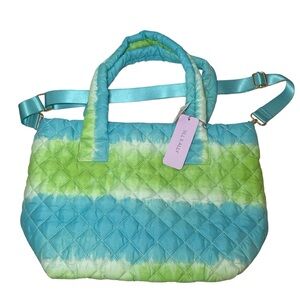 Jill & Ally Green Tie Dye Quilted Nylon Printed Crossbody Tote